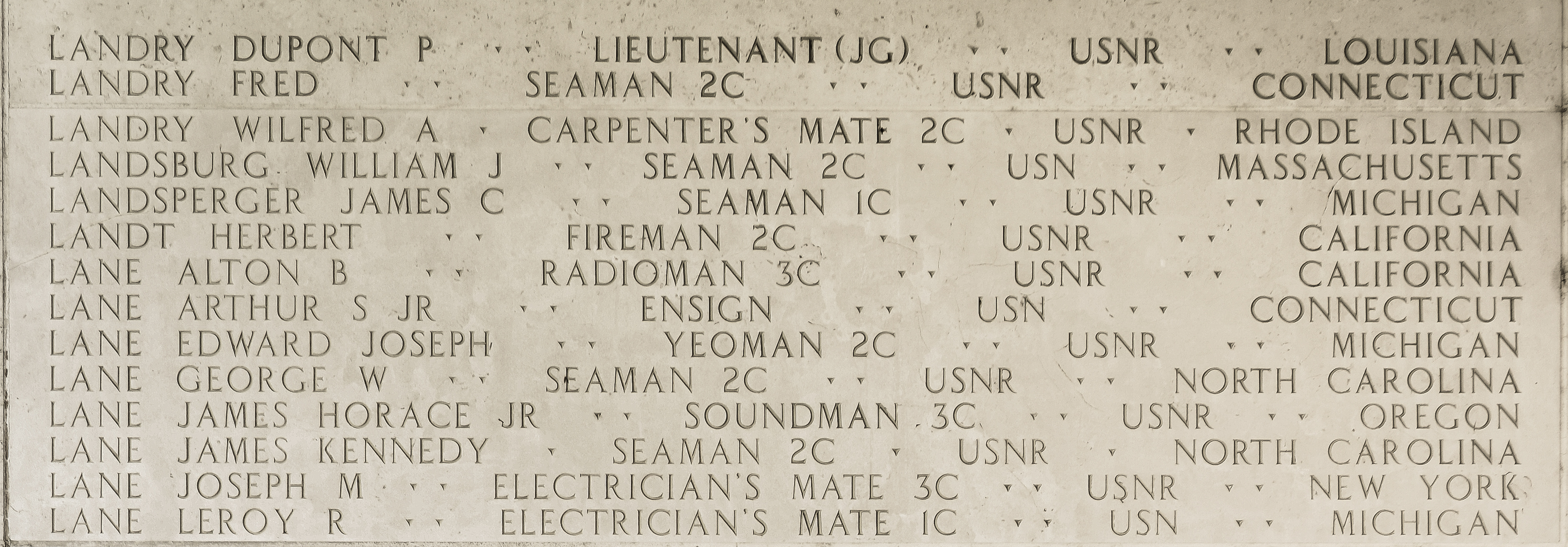 Edward Joseph Lane, Yeoman Second Class